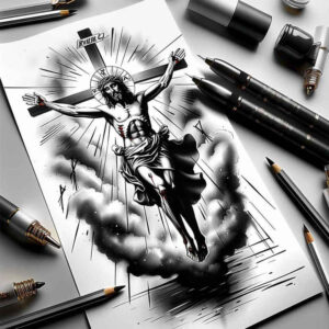 jesus-spiritual-power-tattoo – tattoo design ideas free ai generated – natural-finish – for-upper-chest – Gallery: jesus-inkby-ai