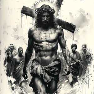 jesus-spiritual-power-tattoo – tattoo design ideas free ai generated – realistic-wrinkles – for-upper-chest – Gallery: jesus-inkby-ai