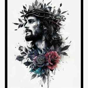 jesus-spiritual-power-tattoo – tattoo design ideas free ai generated – refined-highlights – for-behind-ear – Gallery: jesus-inkby-ai