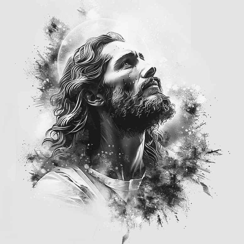 jesus-spiritual-strength-tattoo – tattoo design ideas free ai generated – illusion-of-depth – for-lower-leg – Gallery: jesus-inkby-ai