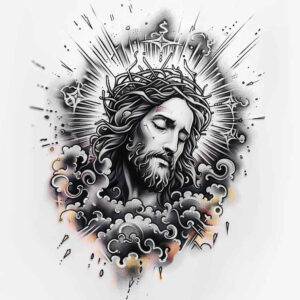 jesus-spiritual-strength-tattoo – tattoo design ideas free ai generated – micro-realism – for-upper-shoulder – Gallery: jesus-inkby-ai