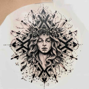 jesus-supernatural-tattoo – tattoo design ideas free ai generated – rich-blacks – for-outer-arm – Gallery: jesus-inkby-ai