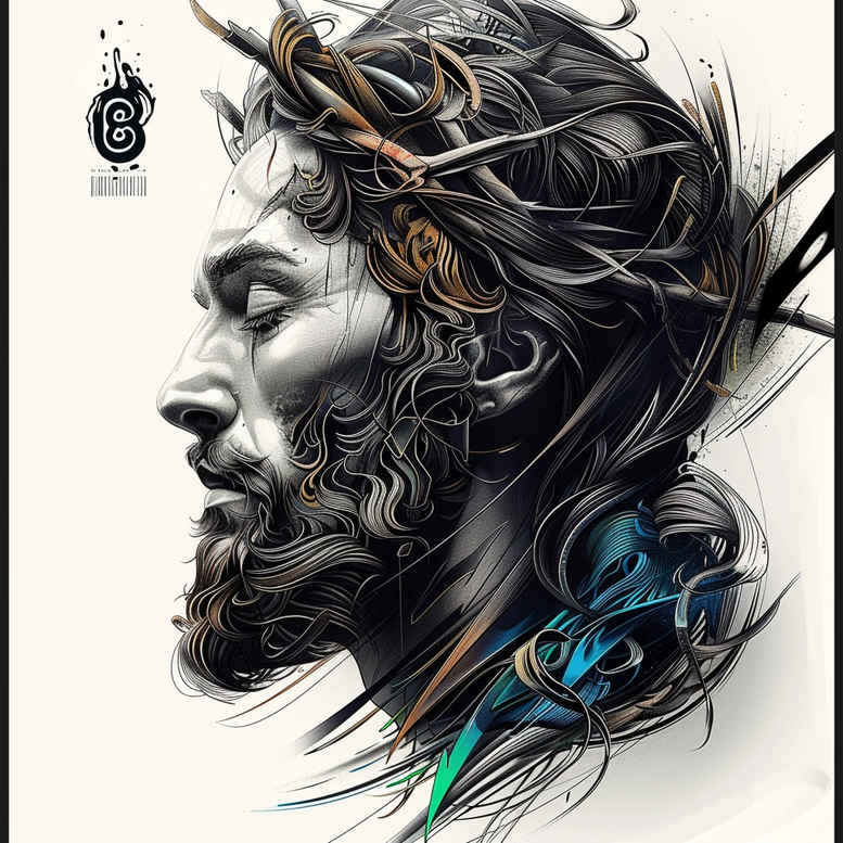 jesus-supernatural-tattoo – tattoo design ideas free ai generated – vivid-detail – for-shoulder – Gallery: jesus-inkby-ai
