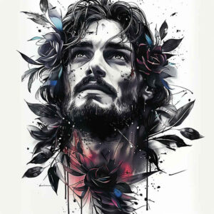 jesus-symbolic-tattoo – tattoo design ideas free ai generated – fine-lines – for-ankle – Gallery: jesus-inkby-ai