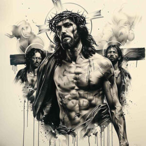 jesus-symbolic-tattoo – tattoo design ideas free ai generated – skin-realism – for-shoulder – Gallery: jesus-inkby-ai