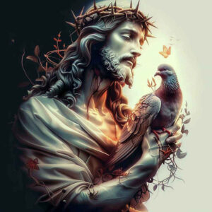 jesus-symbolic-tattoo – tattoo design ideas free ai generated – smooth-gradients – for-lower-leg – Gallery: jesus-inkby-ai