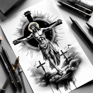 jesus-tattoo – tattoo design ideas free ai generated – depth-perception – for-toe – Gallery: jesus-inkby-ai