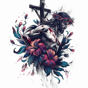 jesus-tattoo – tattoo design ideas free ai generated – precise-gradient – for-hip – Gallery: jesus-inkby-ai