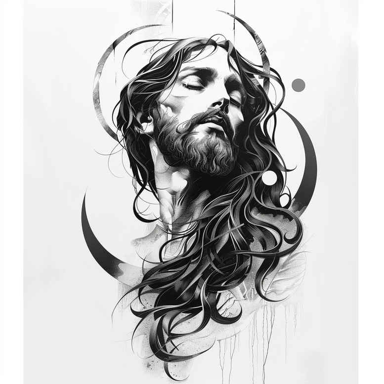 jesus-tattoo – tattoo design ideas free ai generated – realistic-wrinkles – for-side – Gallery: jesus-inkby-ai
