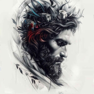 jesus-traditional-tattoo – tattoo design ideas free ai generated – sharp-focus – for-collarbone – Gallery: jesus-inkby-ai