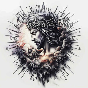 jesus-truth-tattoo – tattoo design ideas free ai generated – high-contrast – for-lower-thigh – Gallery: jesus-inkby-ai
