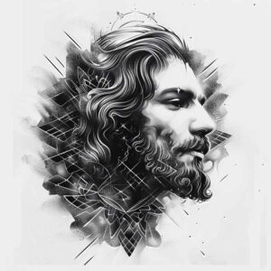 jesus-with-blessing-hand – tattoo design ideas free ai generated – natural-contours – for-shoulder-blade – Gallery: jesus-inkby-ai