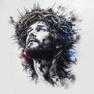 jesus-with-blessing-hand – tattoo design ideas free ai generated – refined-lines – for-foot – Gallery: jesus-inkby-ai