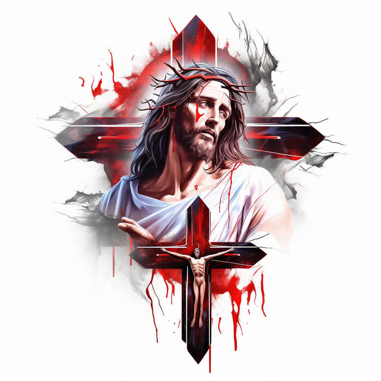 jesus-with-cross – tattoo design ideas free ai generated – realistic-dimension – for-wrist – Gallery: jesus-inkby-ai
