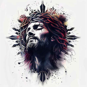 jesus-with-grace – tattoo design ideas free ai generated – light-reflections – for-lower-chest – Gallery: jesus-inkby-ai