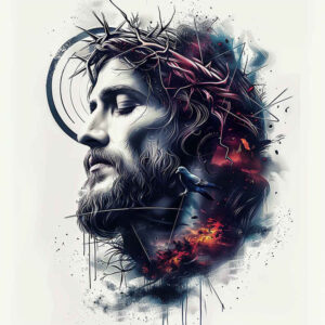 jesus-with-symbols – tattoo design ideas free ai generated – ink-layering – for-palm – Gallery: jesus-inkby-ai