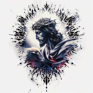 jesus-with-wounds – tattoo design ideas free ai generated – light-play – for-shoulder-blade – Gallery: jesus-inkby-ai