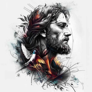 jesus-with-wounds – tattoo design ideas free ai generated – moist-gloss – for-back-of-neck – Gallery: jesus-inkby-ai