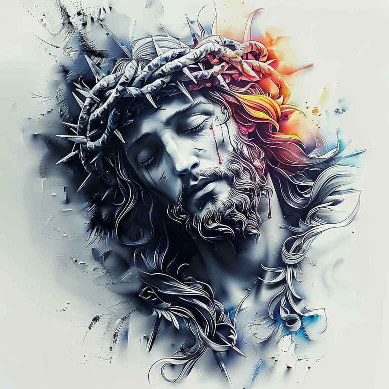 jesus-wounds-tattoo – tattoo design ideas free ai generated – real-life-shading – for-inner-arm – Gallery: jesus-inkby-ai