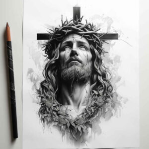 mystical-jesus – tattoo design ideas free ai generated – soft-highlights – for-lower-arm – Gallery: jesus-inkby-ai
