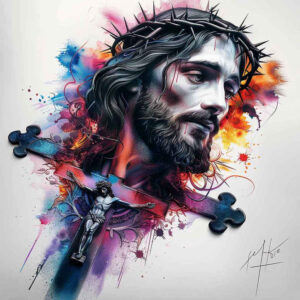 praying-jesus – tattoo design ideas free ai generated – sharp-focus – for-lower-chest – Gallery: jesus-inkby-ai