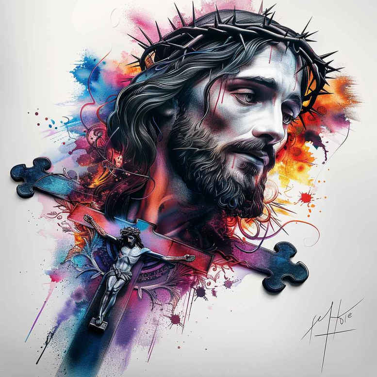 praying-jesus – tattoo design ideas free ai generated – sharp-focus – for-lower-chest – Gallery: jesus-inkby-ai