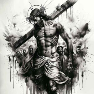 praying-jesus-tattoo – tattoo design ideas free ai generated – cgi-realism – for-back – Gallery: jesus-inkby-ai