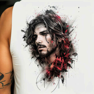 praying-jesus-tattoo – tattoo design ideas free ai generated – hyper-detail – for-collarbone – Gallery: jesus-inkby-ai
