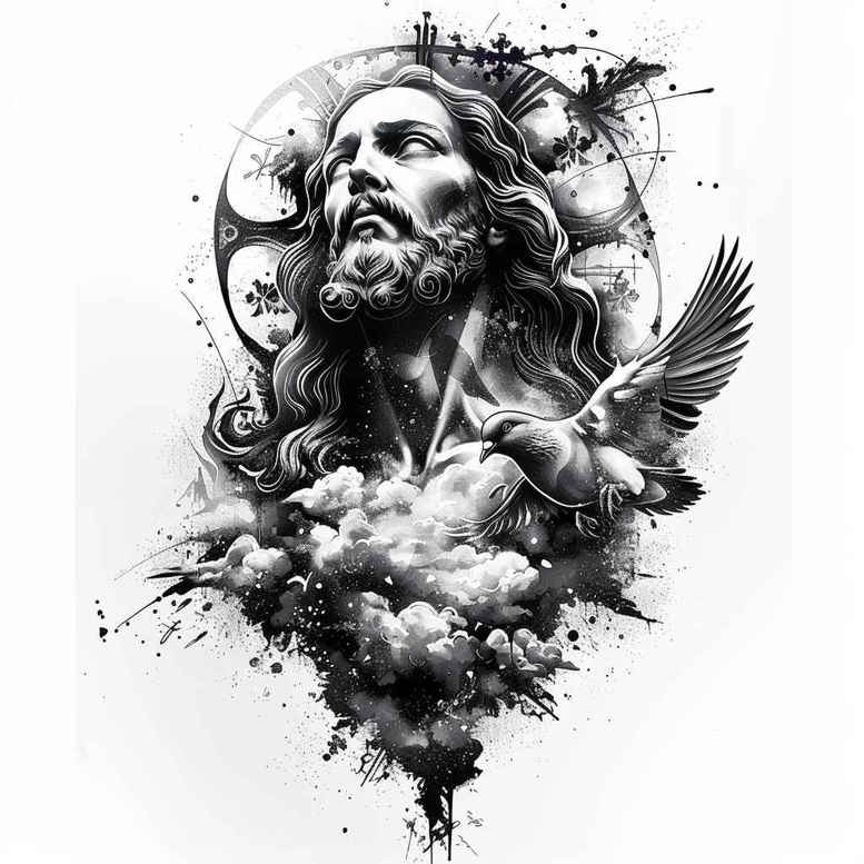spiritual-jesus-tattoo – tattoo design ideas free ai generated – vivid-detail – for-nape – Gallery: jesus-inkby-ai