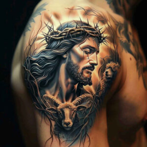 jesus tattoo design ideas moist effect biblical scenes for shoulder blade