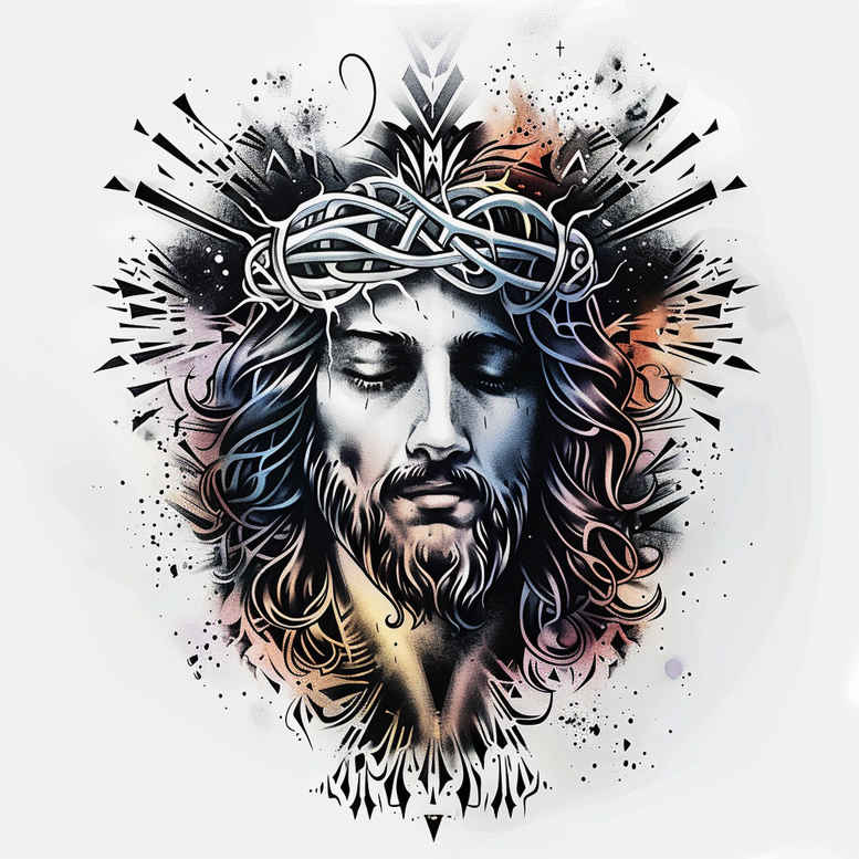 jesus tattoo design ideas soft-focus blessing determination and power