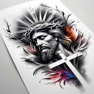 jesus tattoo design ideas subtle saturation blessing for abdomen