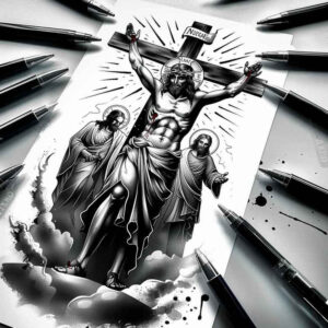 jesus tattoo design ideas realistic proportions blessing for nape