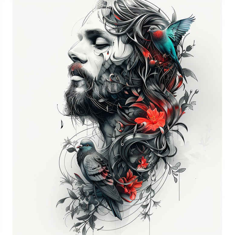 jesus tattoo design ideas ornate blessing for spine