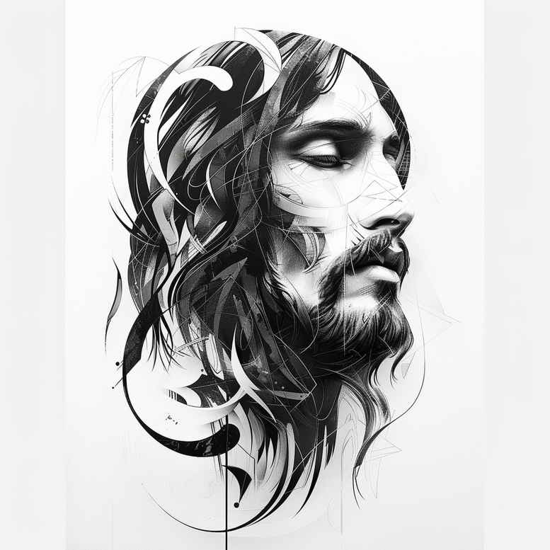 jesus tattoo design ideas Realism living skin blessing symbolising endurance