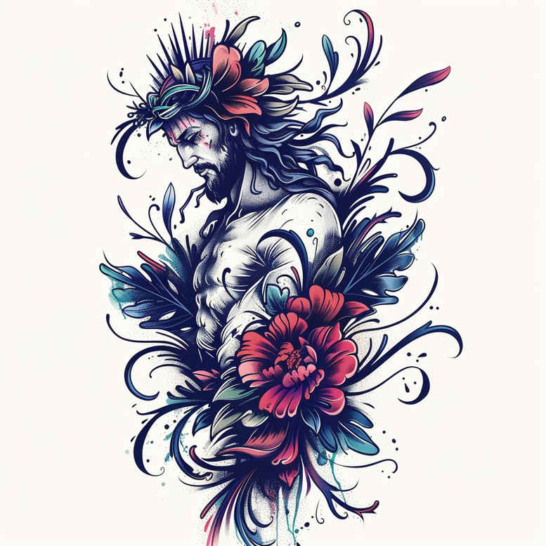 jesus tattoo design ideas tonal depth compassion for arm