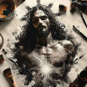 jesus tattoo design ideas contoured forms compassion for side torso