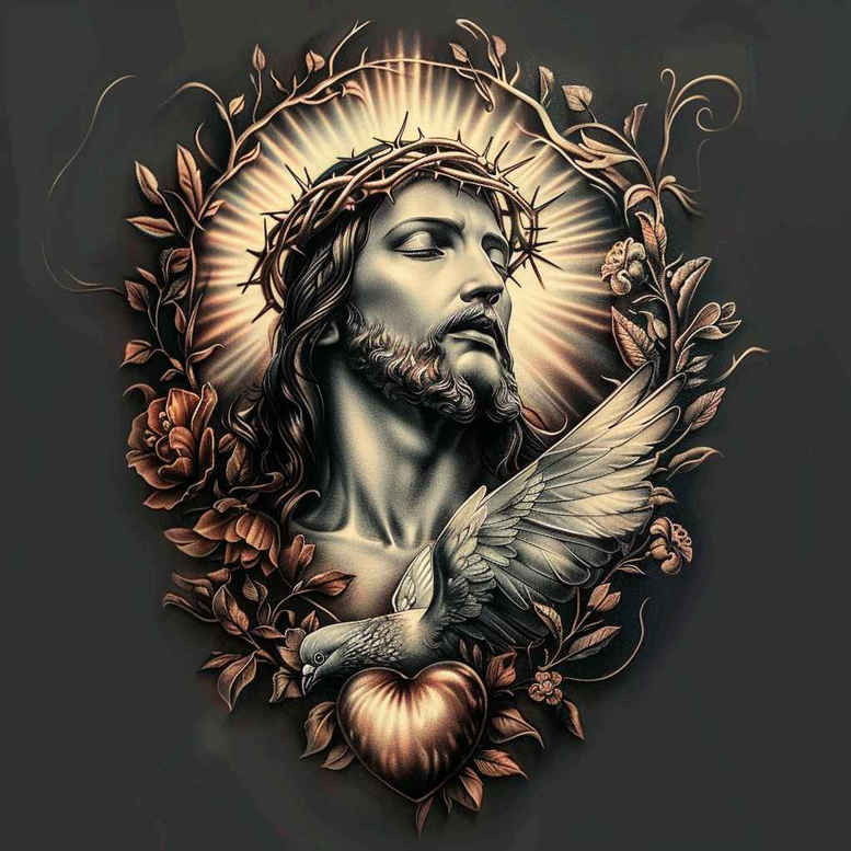 jesus tattoo design ideas clean lines cross for abdomen