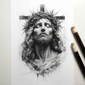 jesus tattoo design ideas minimal grain cross symbolising perseverance