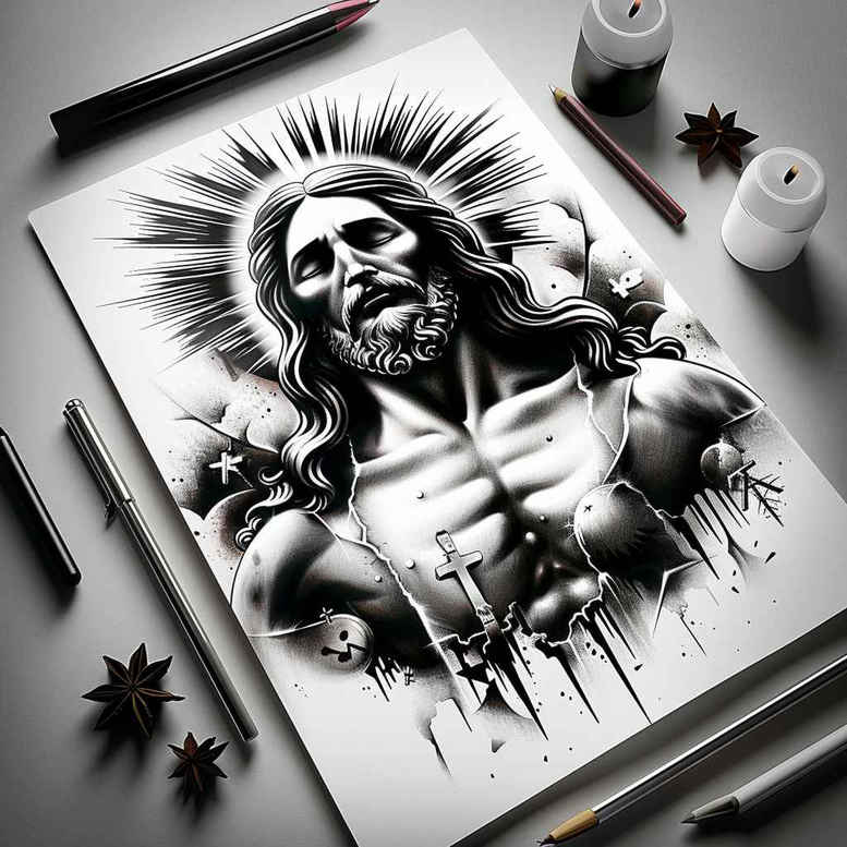 jesus tattoo design ideas color precision crown of thorns for neck