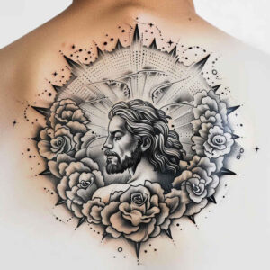 jesus tattoo design ideas light play divine grace determination and power