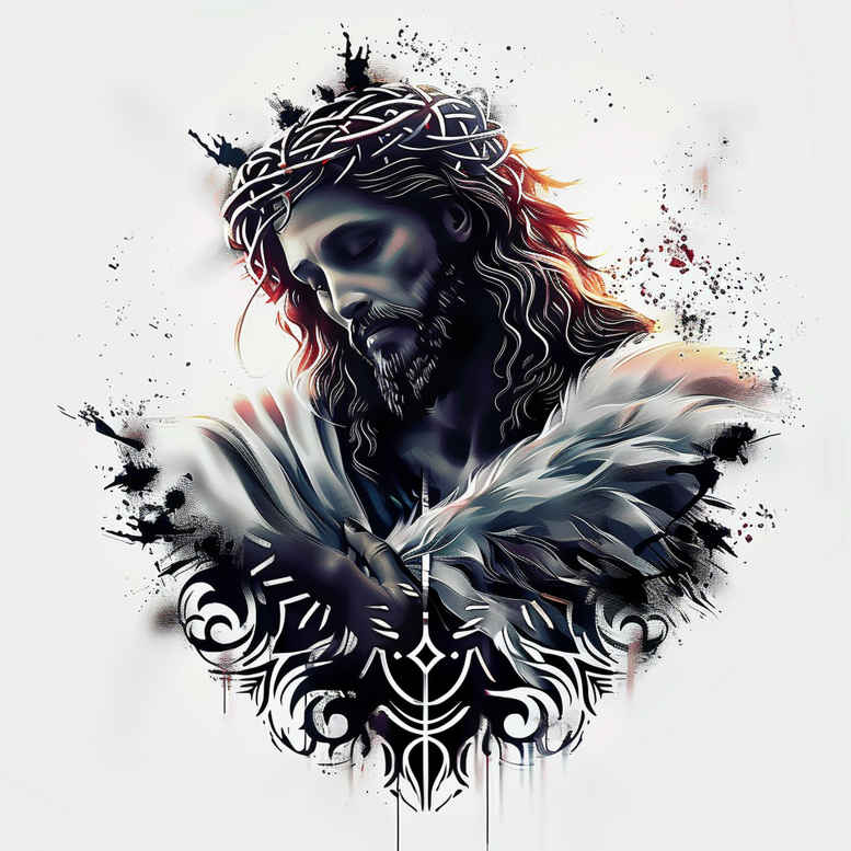 jesus tattoo design ideas ambiguous space divine grace meaning courage