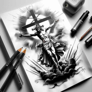 jesus tattoo design ideas Realism realistic dimension divine love for upper chest