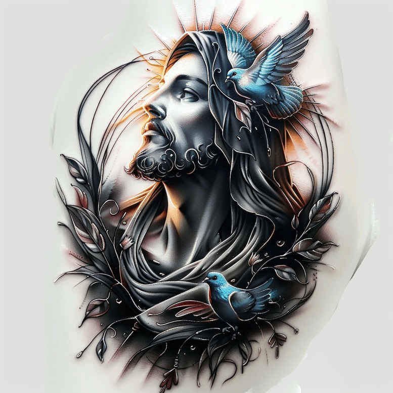 jesus tattoo design ideas enhanced shading divine mercy for calf