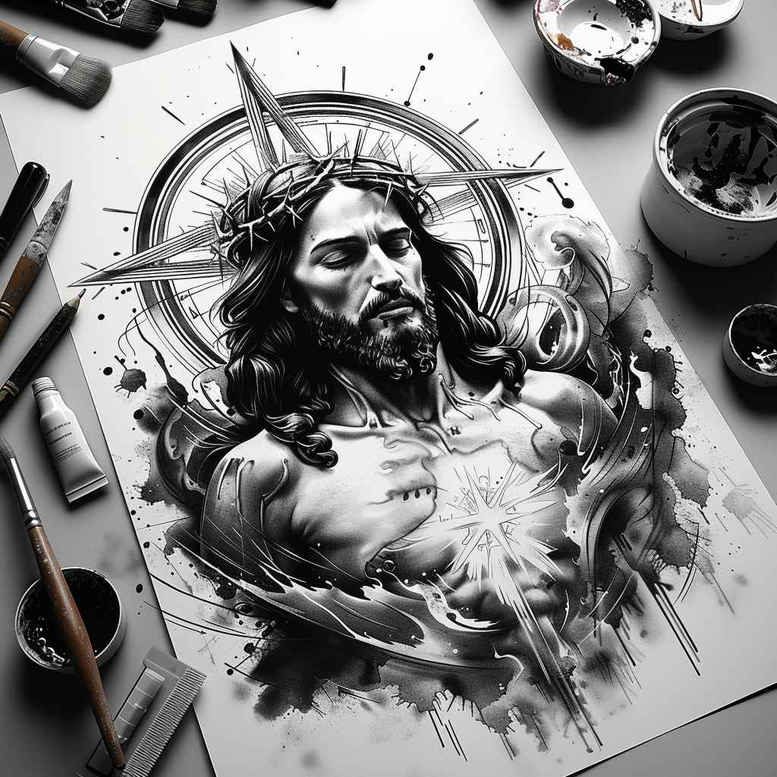 jesus tattoo design ideas soft blending eternal embodying resilience