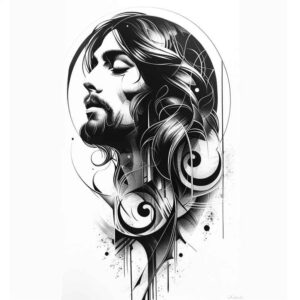 jesus tattoo design ideas soft contrast faith for lower back
