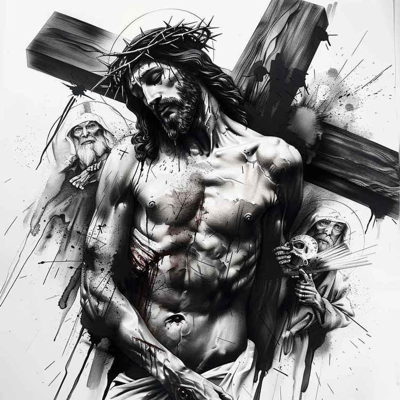jesus tattoo design ideas textured skin faith for toe