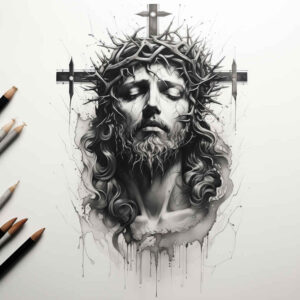 jesus tattoo design ideas Surrealism abstract gentle for nape