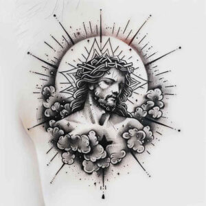 jesus tattoo design ideas full detail gentle for sternum