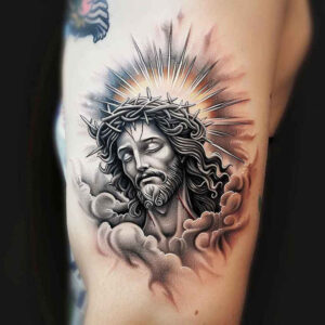 jesus tattoo design ideas optical depth holy figure embodying endurance